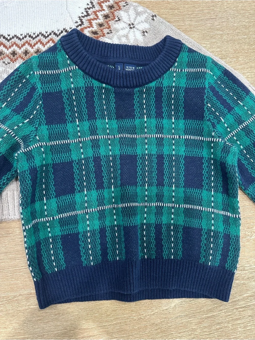 Tea Collection Kids Green & Navy Argyle Knit Sweater